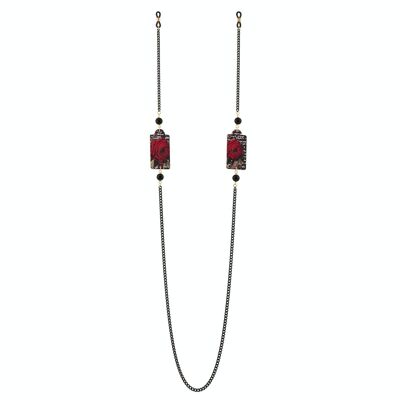 Accessoires de mode parfaits pour le printemps été. Chaîne Pour Lunettes Le Tag Petite Rose Rouge. Fabriqué en Italie