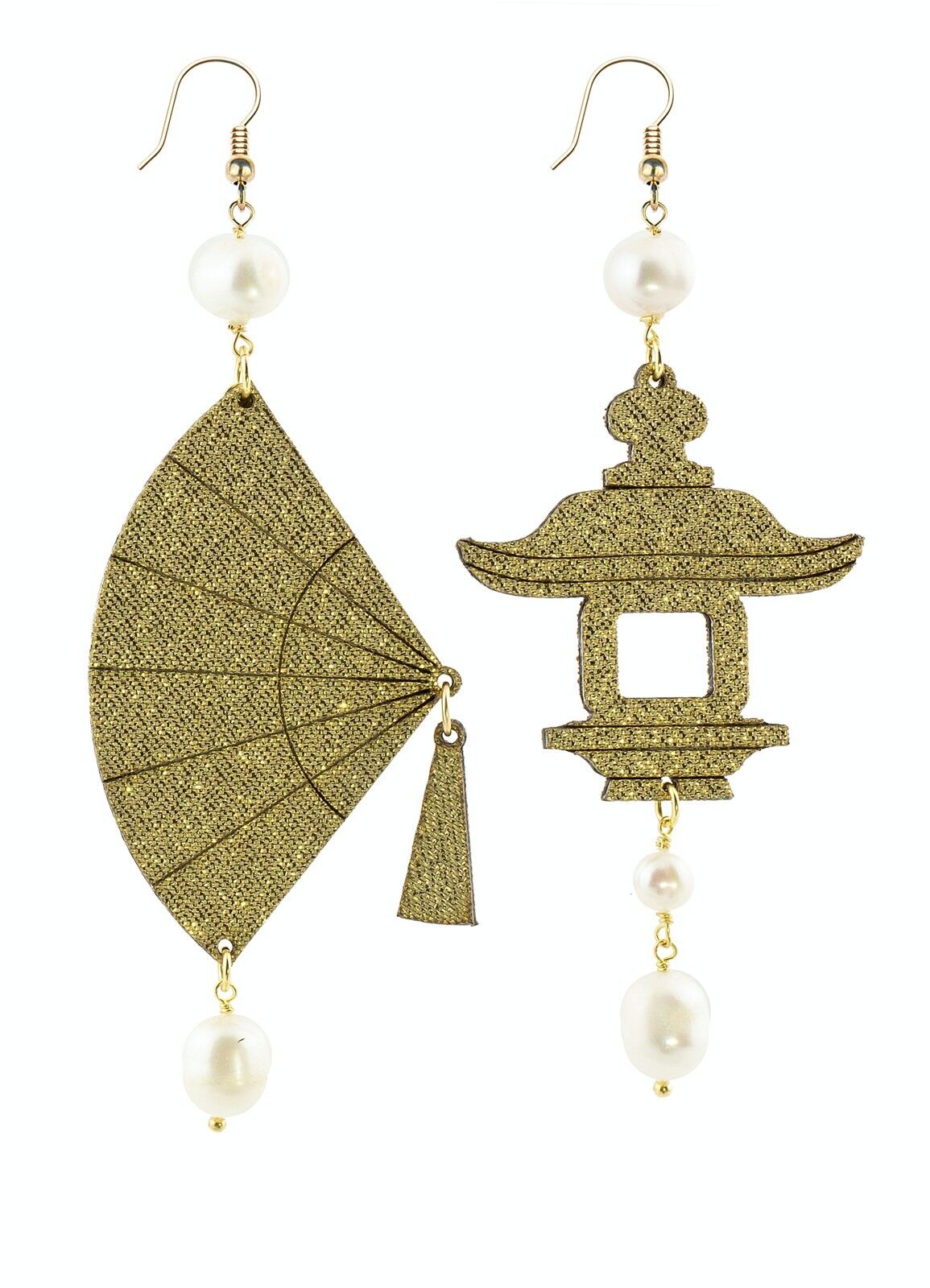 Gioielli perfetti per risplendere nelle tue occasioni speciali. Orecchini Donna Fujiyama Ventaglio Grande Seta Oro e Pietre Perla. Made in Italy