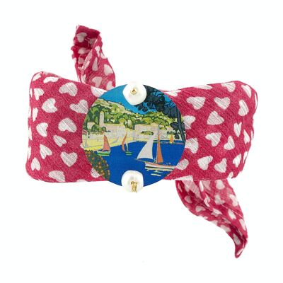 Des accessoires inspirés de la mer pour les vacances. Le Bracelet Tissu Cercle Petit Paysage Marin avec Bateaux Made in Italy