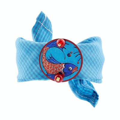 Accessories inspired by the sea for the holidays.The Circle Small Red and Blue Fish Fabric Bracelet Made in Italy
