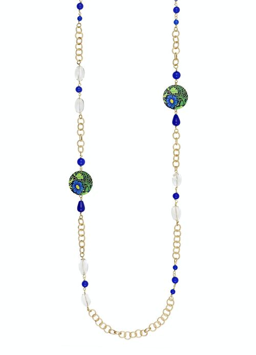 Celebra la primavera con gioielli ispirati ai fiori. Collana Lunga Donna The Circle Piccolo Fiore Blu Made in Italy