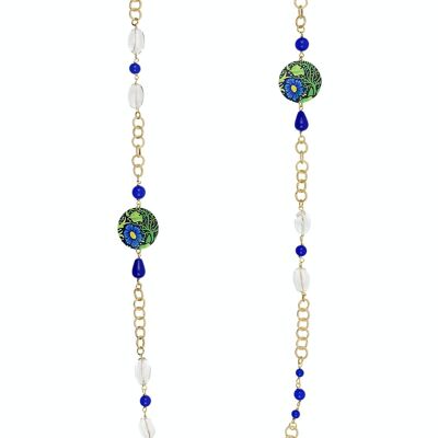 Celebrate spring with flower-inspired jewelry. The Circle Small Blue Flower Women's Long Necklace Made in Italy
