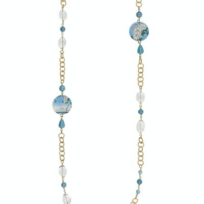 Celebre la primavera con joyas inspiradas en flores. Collar Largo de Mujer The Circle Pequeñas Flores Blancas Made in Italy