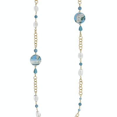 Celebrate spring with flower-inspired jewelry. The Circle Small White Flowers Women's Long Necklace Made in Italy