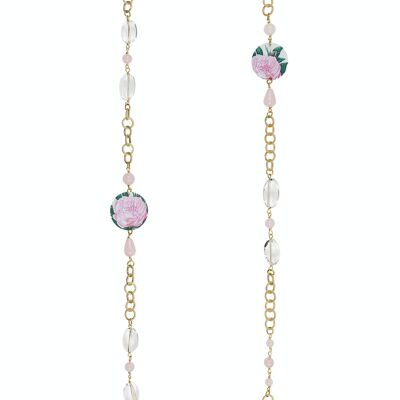 Celebrate spring with flower-inspired jewelry. The Circle Small Pink Flower Women's Long Necklace Made in Italy