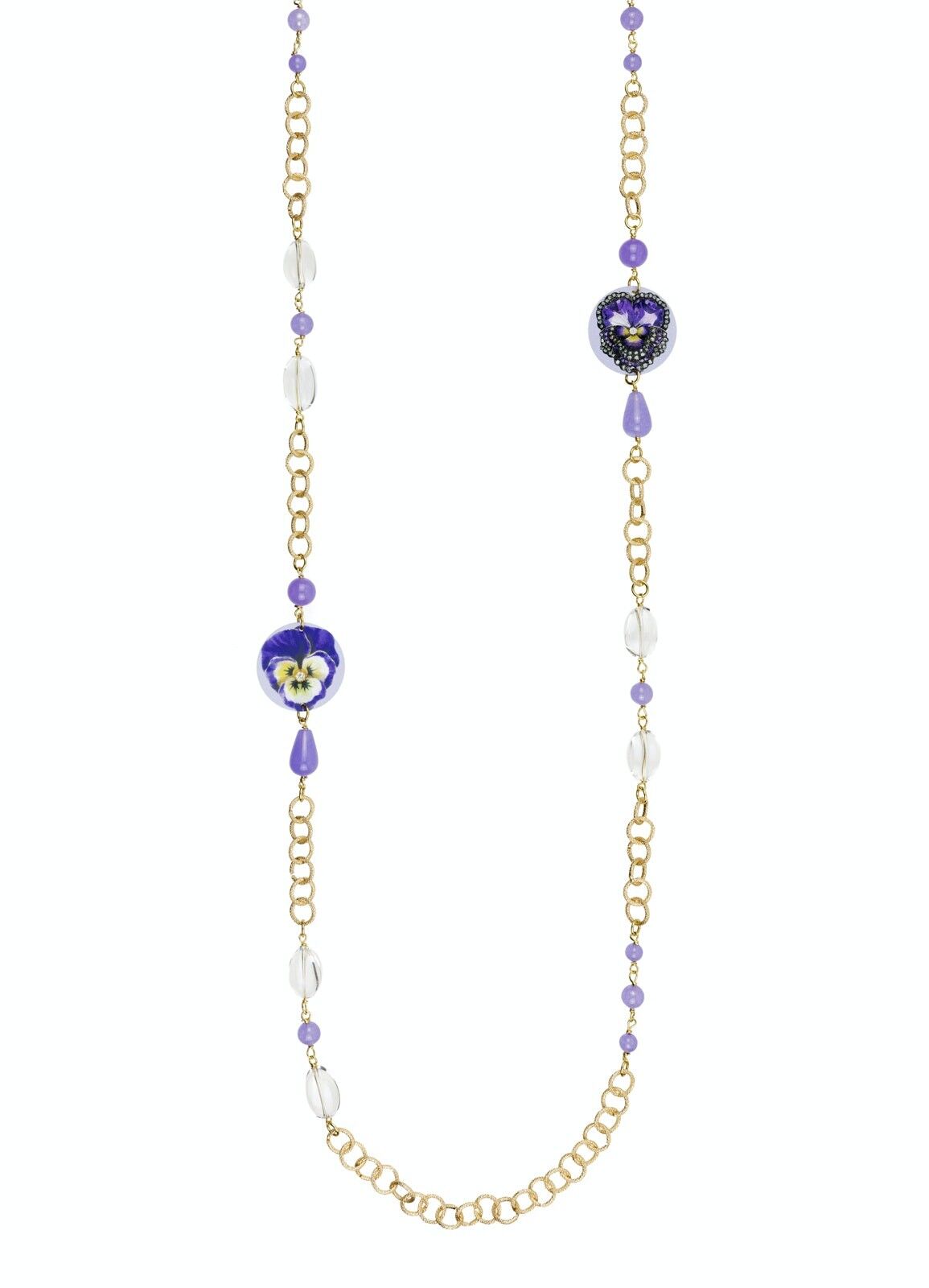 Celebra la primavera con gioielli ispirati ai fiori. Collana Lunga Donna The Circle Piccolo Pansè Gioiello Made in Italy