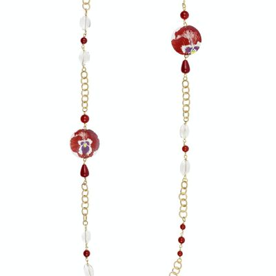 Celebre la primavera con joyas inspiradas en flores. Collar Largo de Mujer The Circle Classic Pensamiento Rojo Hecho en Italia