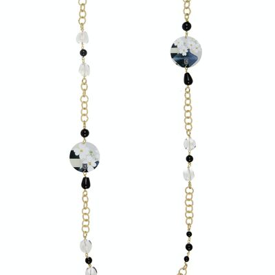 Celebrate spring with flower-inspired jewelry. The Circle Classic Women's Long Necklace White Flowers Lines Made in Italy