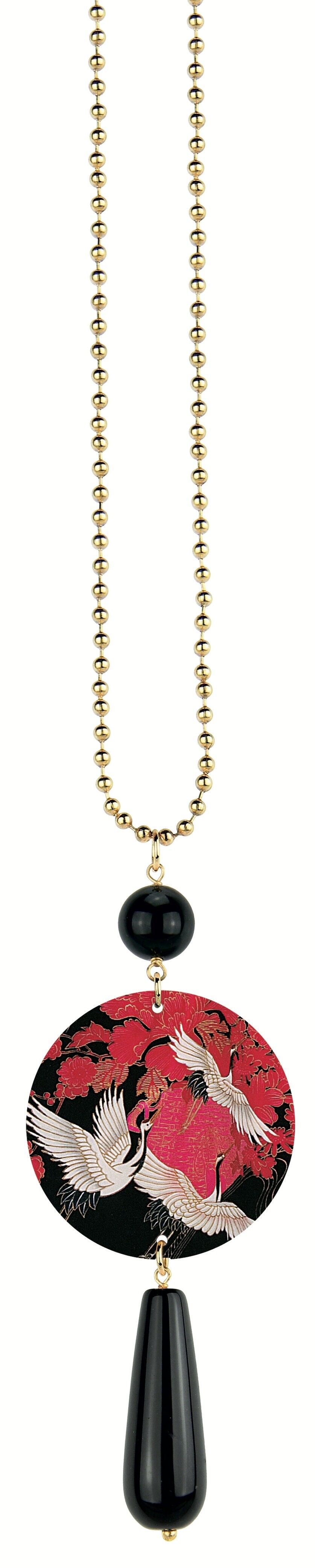 Celebra la primavera con gioielli ispirati ai fiori. Collana Donna The Circle Classico Aironi Fondo Rosso e Nero Made in Italy