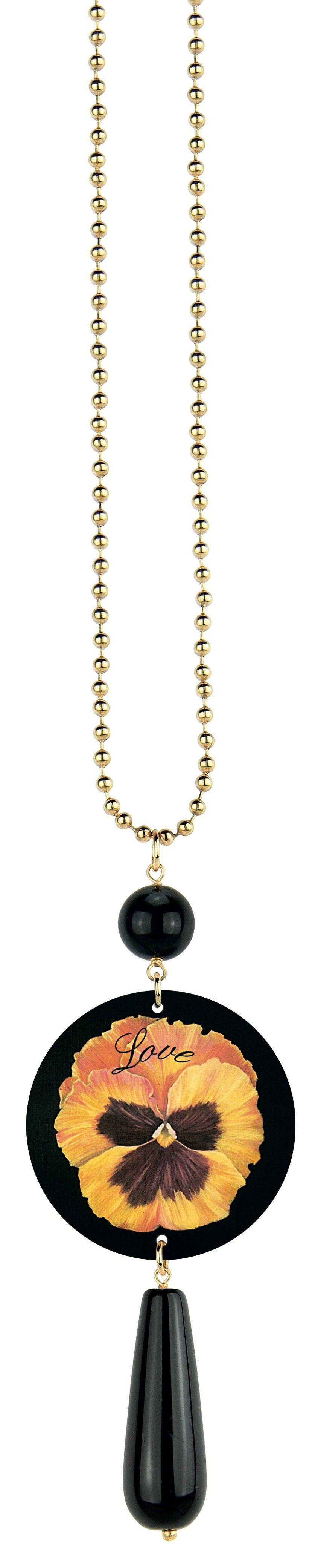 Celebra la primavera con gioielli ispirati ai fiori. Collana Donna The Circle Classico Fiore Giallo Fondo Nero Love Made in Italy
