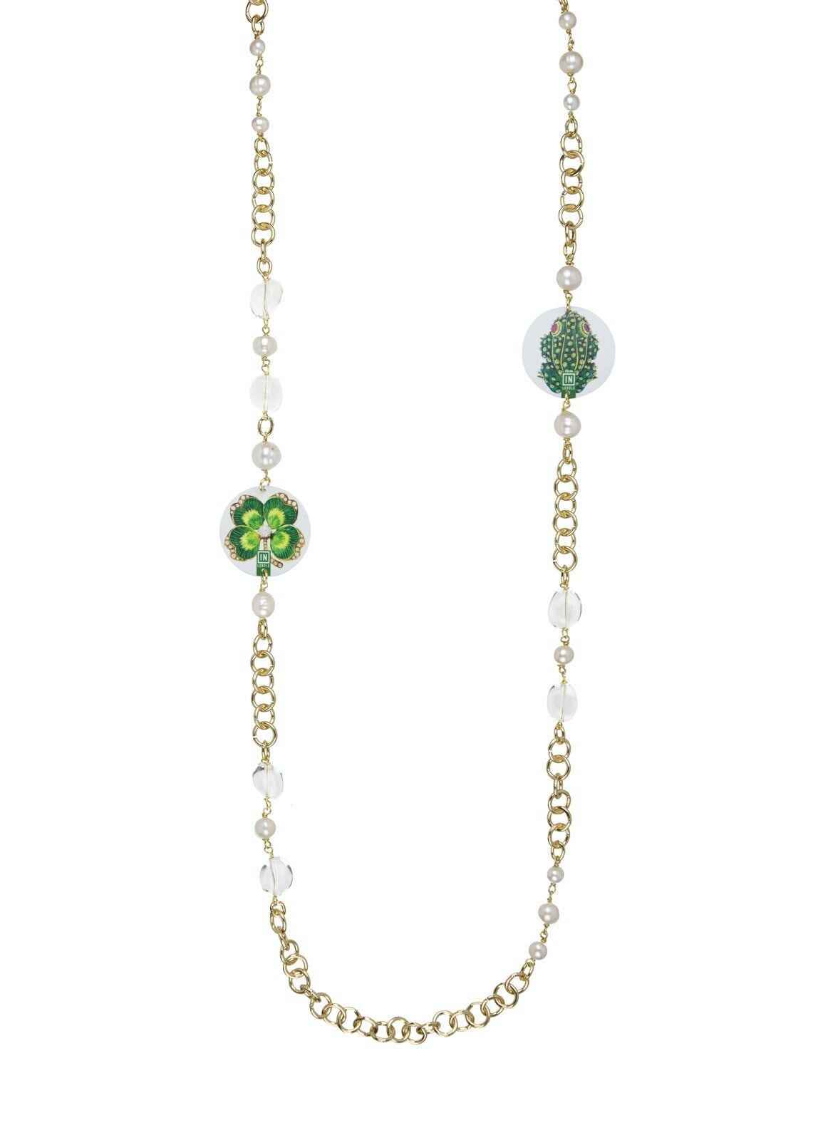 Celebra la primavera con gioielli ispirati alla natura. Collana Lunga Donna The Circle Classico Gioiello Quadrifoglio e Rana Made in Italy