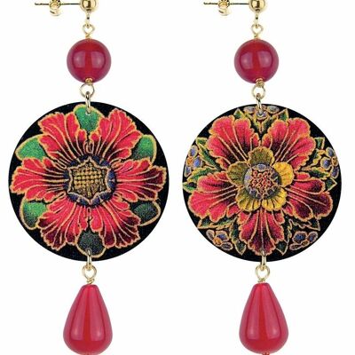 Celebrate spring with flower-inspired jewelry. The Circle Classic Red Rosette Women's Earrings Made in Italy