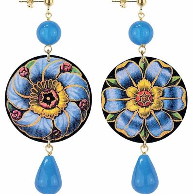 Celebrate spring with flower-inspired jewelry. The Circle Classic Blue Rosette Women's Earrings Made in Italy