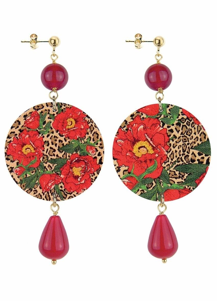 Celebra la primavera con gioielli ispirati ai fiori. Orecchini Donna The Circle Classico Fiore Rosso Fondo Maculato Made in Italy
