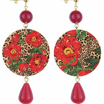 Celebre la primavera con joyas inspiradas en flores. Pendientes The Circle Mujer Clásico Flor Roja Fondo Moteado Made in Italy