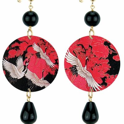 Celebre la primavera con joyas inspiradas en la naturaleza. Pendientes Mujer The Classic Circle Aironi Fondo Rojo y Negro Made in Italy