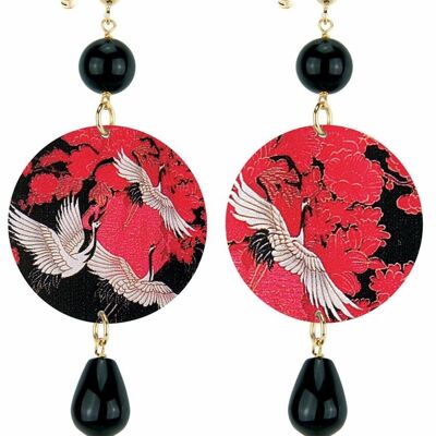 Celebrate spring with nature-inspired jewelry. The Classic Circle Woman Earrings Aironi Red and Black Background Made in Italy