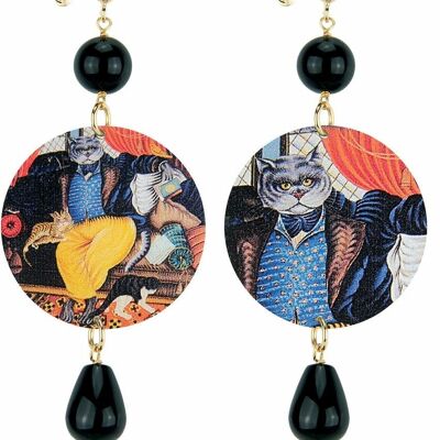 Jewelry for animal lovers. The Circle Classic Cat on Sofa Women's Earrings. Made in Italy