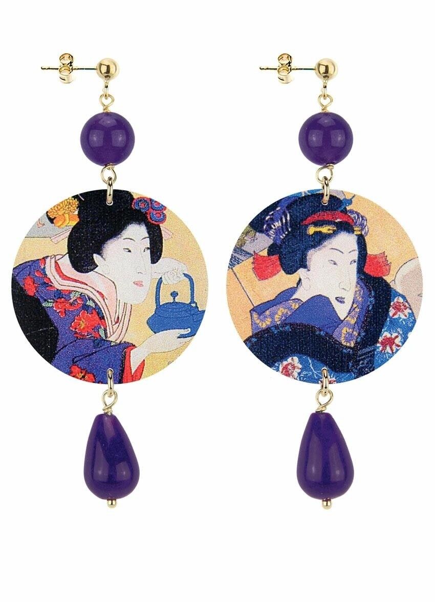 Pendientes The Circle Classic Geisha Purple para mujer. Hecho en Italia