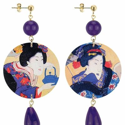 The Circle Classic Geisha Purple Women's Earrings. Made in Italy