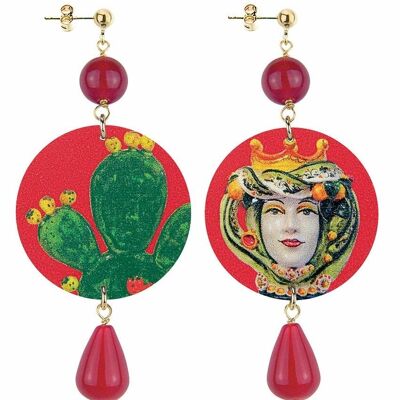 Die klassischen sizilianischen Kaktus-Ohrringe für Damen. Hergestellt in Italien