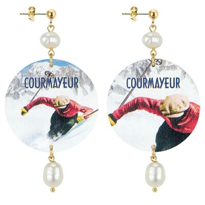 The Circle Woman Earrings Classic Courmayeur Skier. Made in Italy