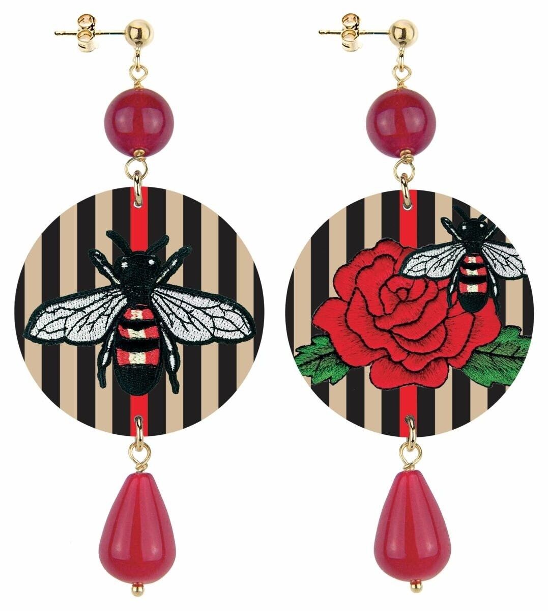 Feiern Sie den Frühling mit von der Natur inspiriertem Schmuck. Die Classic Circle Damenohrringe Bee and Rose Bottom Lines Made in Italy