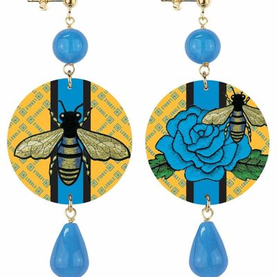 Celebrate spring with nature-inspired jewelry. The Circle Classic Bee and Rose Women's Earrings Made in Italy