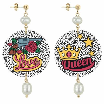 The Circle Classic Love and Queen Women's Earrings. Made in Italy