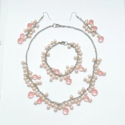 Parure Monika rose perles