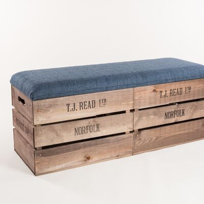 banc de rangement en silex et tweed de minuit