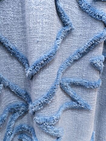 Couverture de jeté en coton bleu tufté à la main, jeté de pique-nique Boho 3