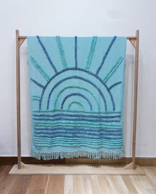 Hand-Tufted Cotton Throw Blanket,  Boho Picnic Throw