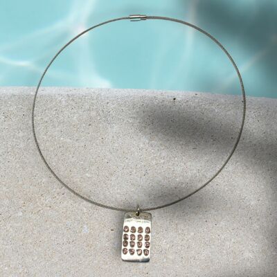 collier et pendentif rectangle strass rose