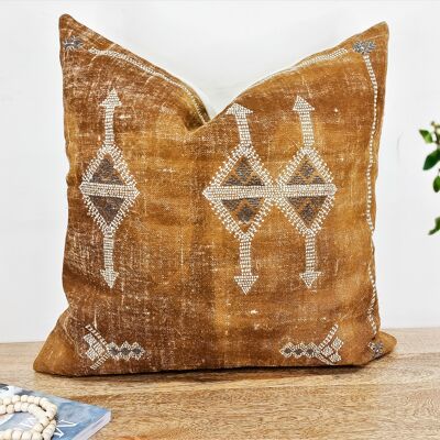 Moroccan Rug Design Embroidered Throw Cushion cover