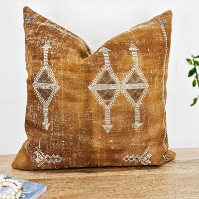 Moroccan Rug Design Embroidered Throw Cushion cover