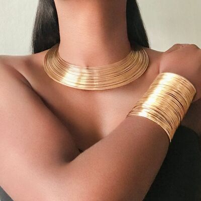 ABU GODDESS Gold Statement Choker & Bracelet Set