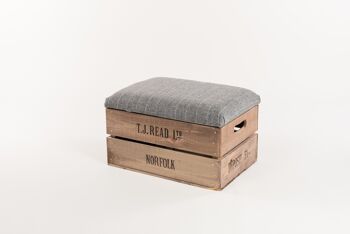 Tabouret-pieds-tweed-rayure-gris 1