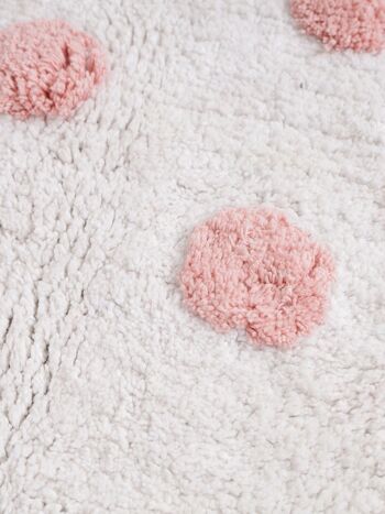 Tapis de bain en coton tufté rose et blanc 2