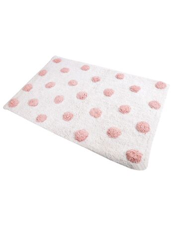 Tapis de bain en coton tufté rose et blanc 4