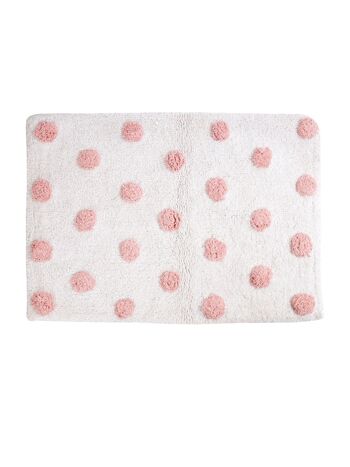 Tapis de bain en coton tufté rose et blanc 5