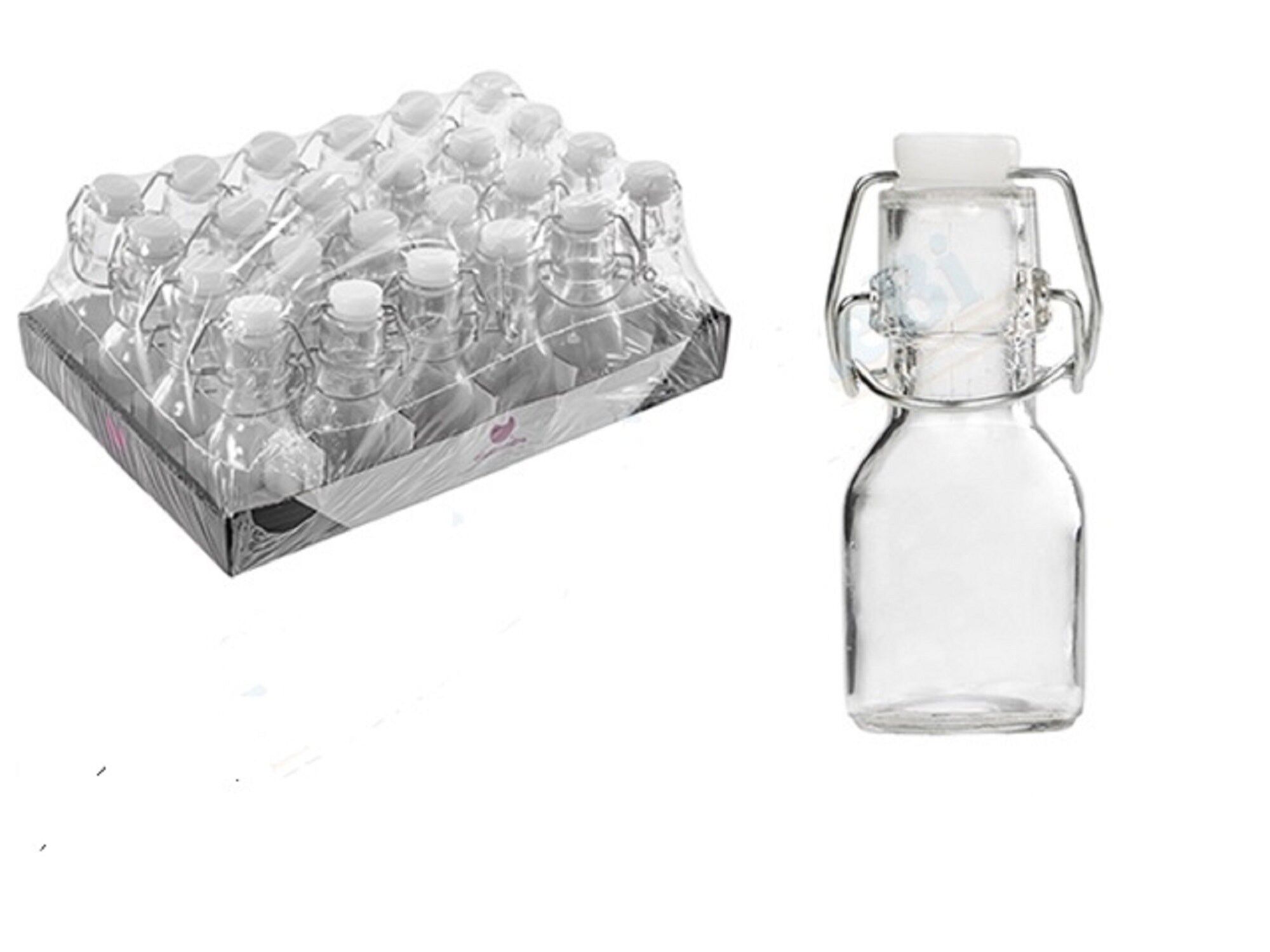 Set 24 Pezzi mini bottiglie con tappo chiusura ermetica formato 70 ml vini liquore grappe