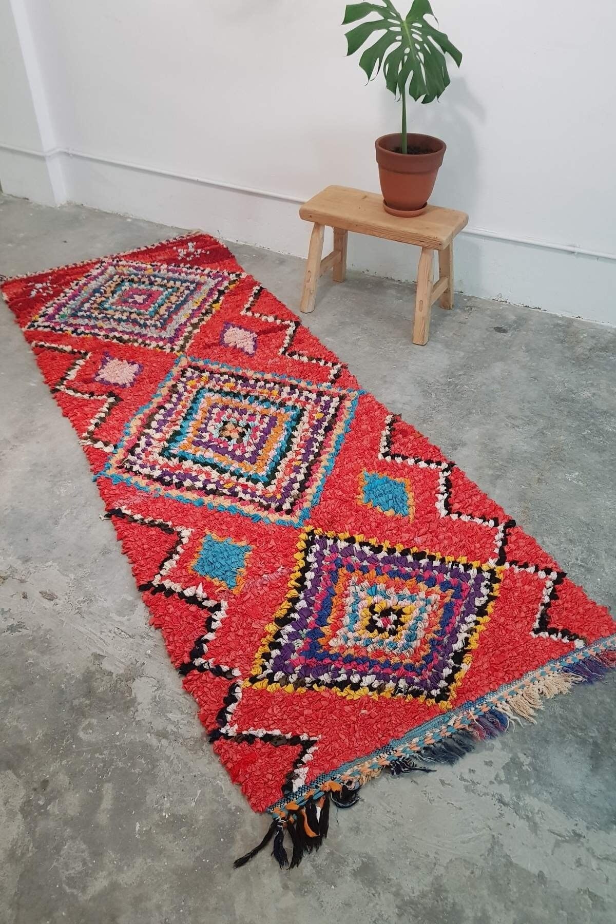 Boucherouite Tappeto marocchino 267 x 100 cm | 8,75 x 3,28 piedi