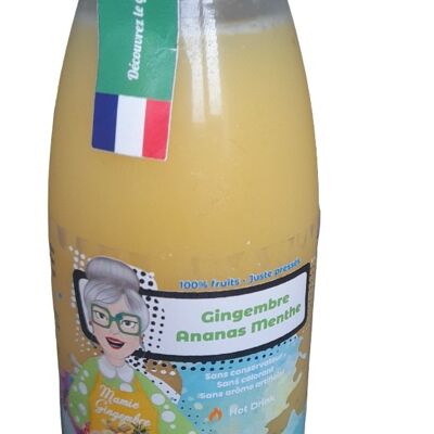 JUS NATUREL DE GINGEMBRE ANANAS MENTHE 250ml x6|MAMIE GINGEMBRE|FRUITS NATURELS