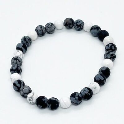 semi-precious stone bracelet Howlite and snow obsidian