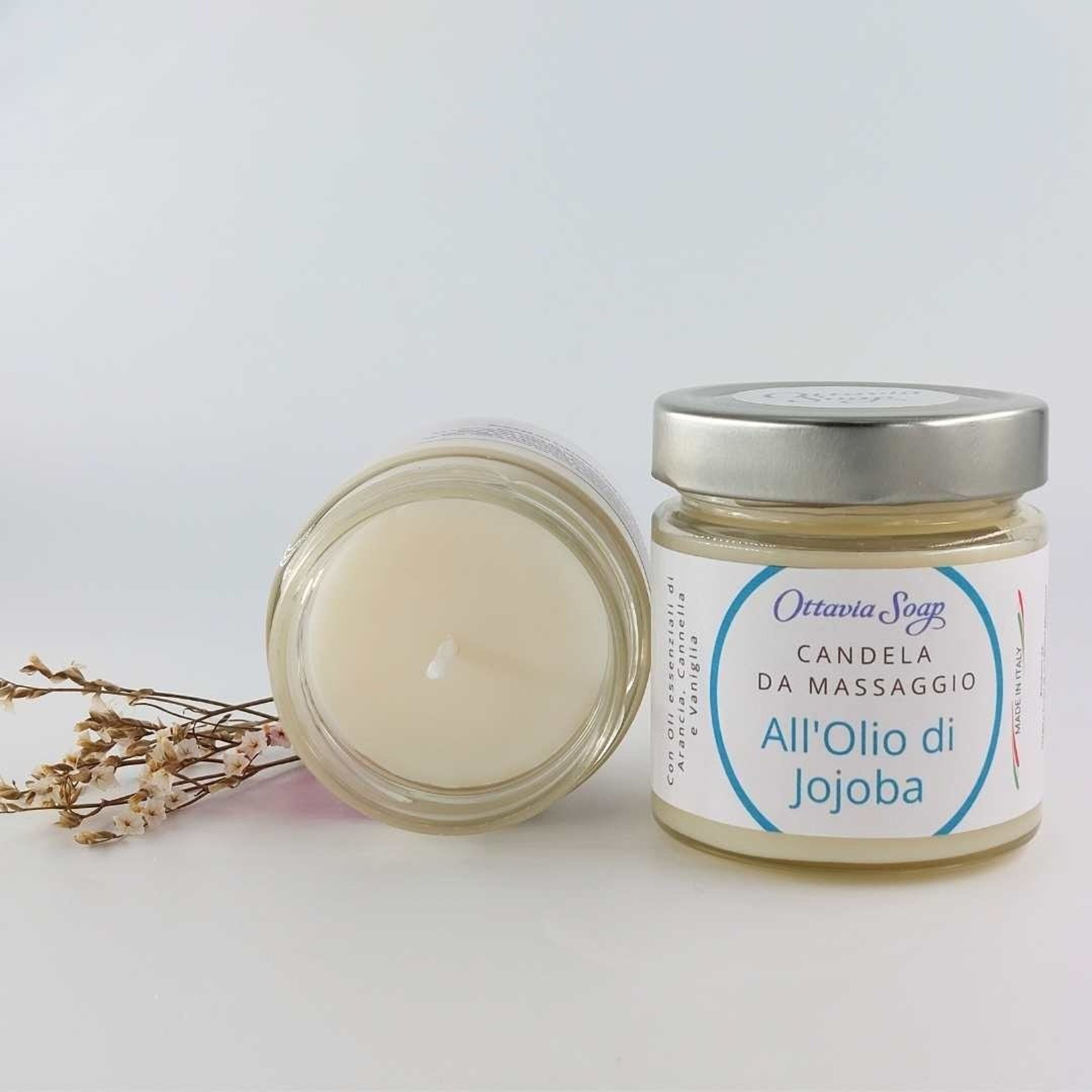 Buy wholesale Massage Candle with Jojoba Oil and Essential Oils of Orange,  Cinnamon, Vanilla