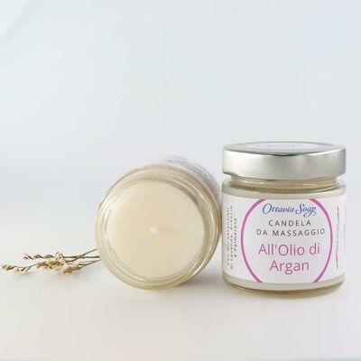 Candela da massaggio con Olio di Argan ed oli Essenziali di Lavanda, Arancio e Palmarosa