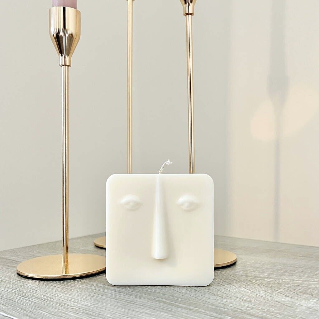 Candele quadrate con viso Moai - Candela quadrata - Candela di soia vegana