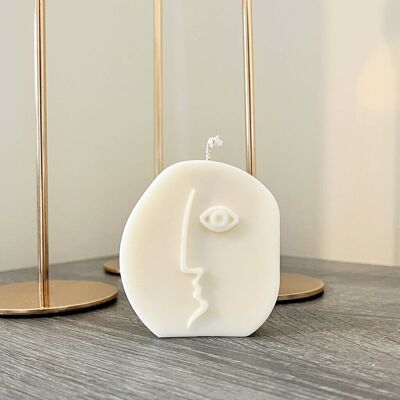 Bougie en forme de visage ovale - Moai Art Face Candle - Line Art Home Decor