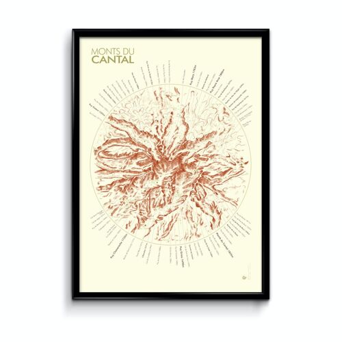 Affiche Carte des Monts du Cantal